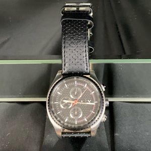 Armani Exchange Watch - Black Leather Chronograph